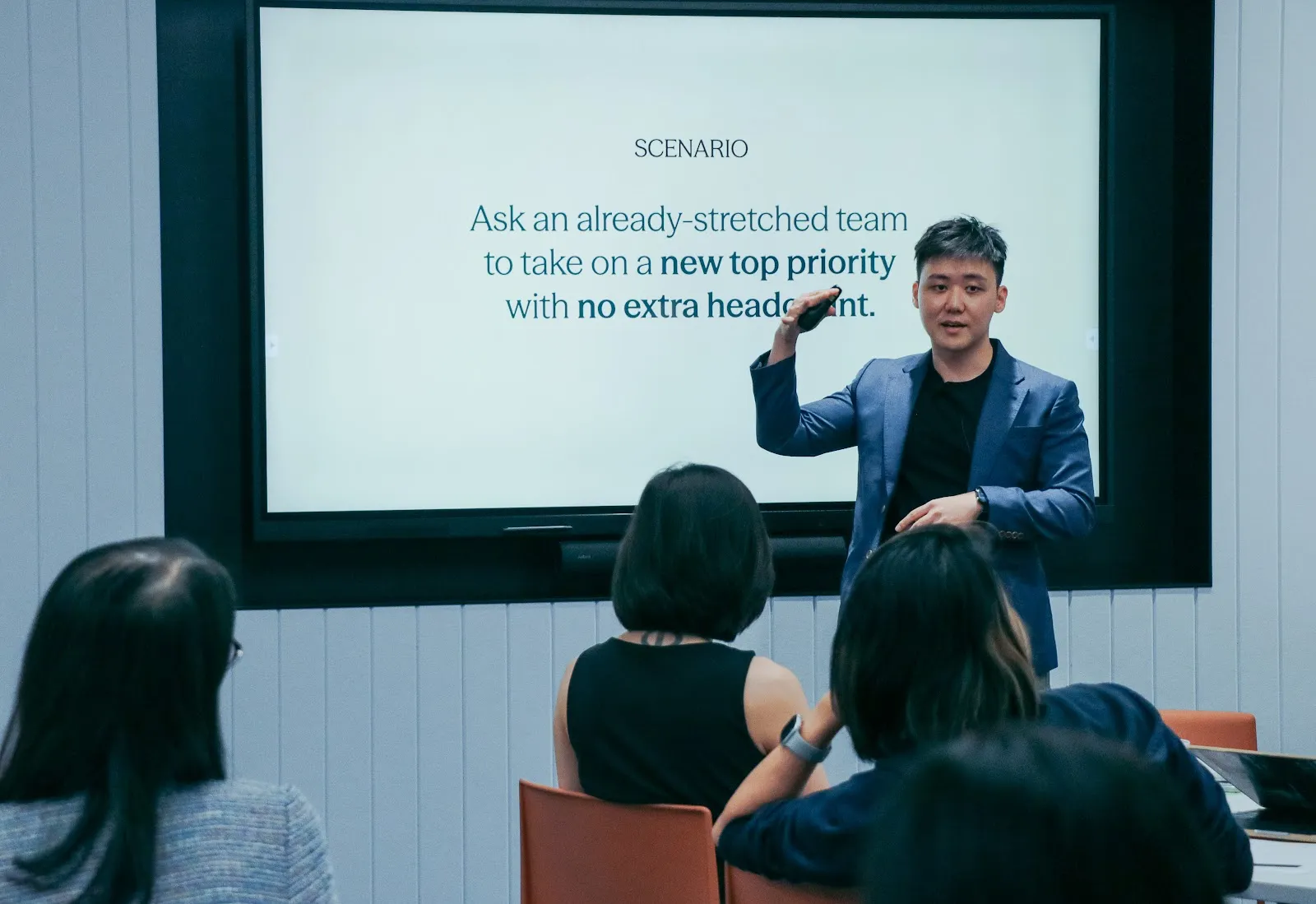 Eugene Cheng presenting at an enterprise workshop