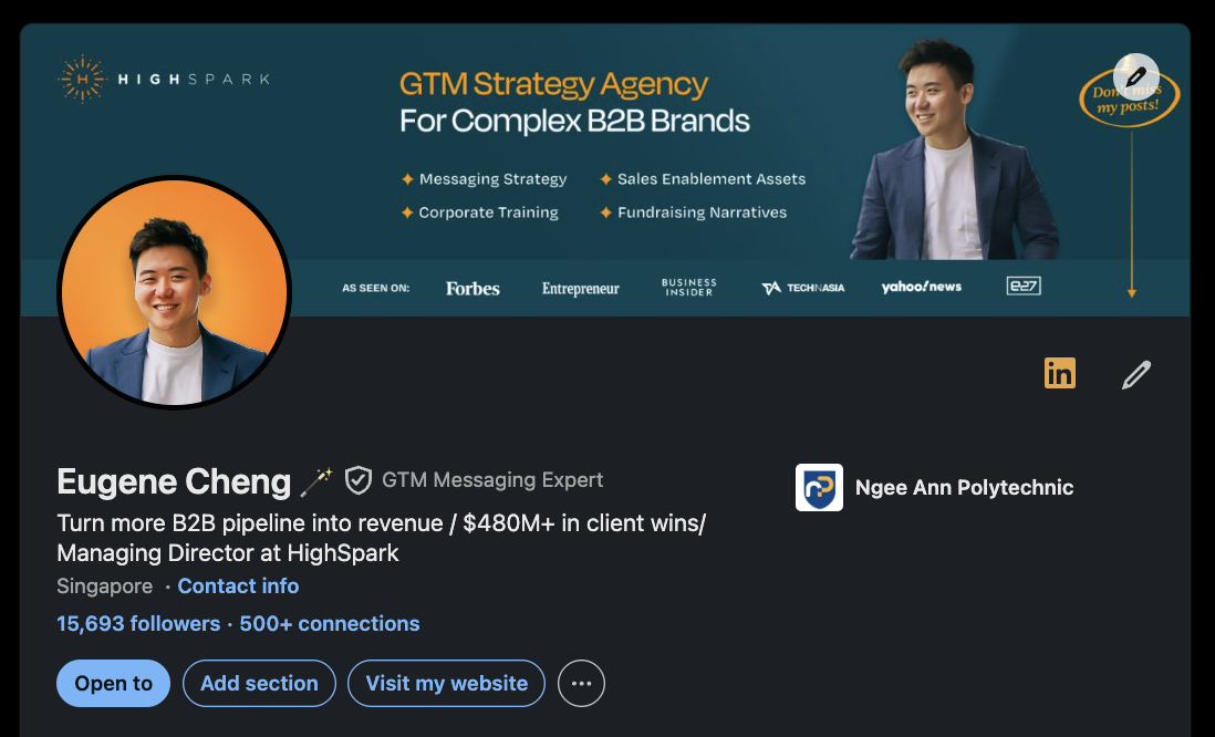 Eugene Cheng’s LinkedIn profile